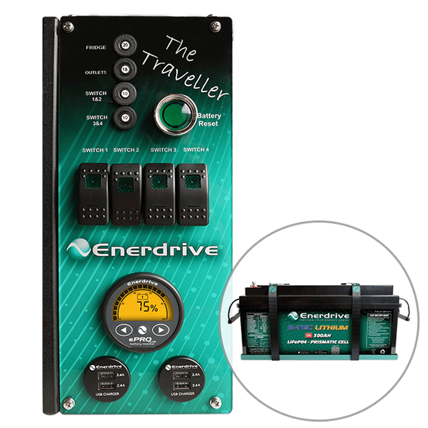 Enerdrive 4WD Canopy Traveller System with 40A DC2DC + 40A AC Charger, With Lithium Battery Add On Option