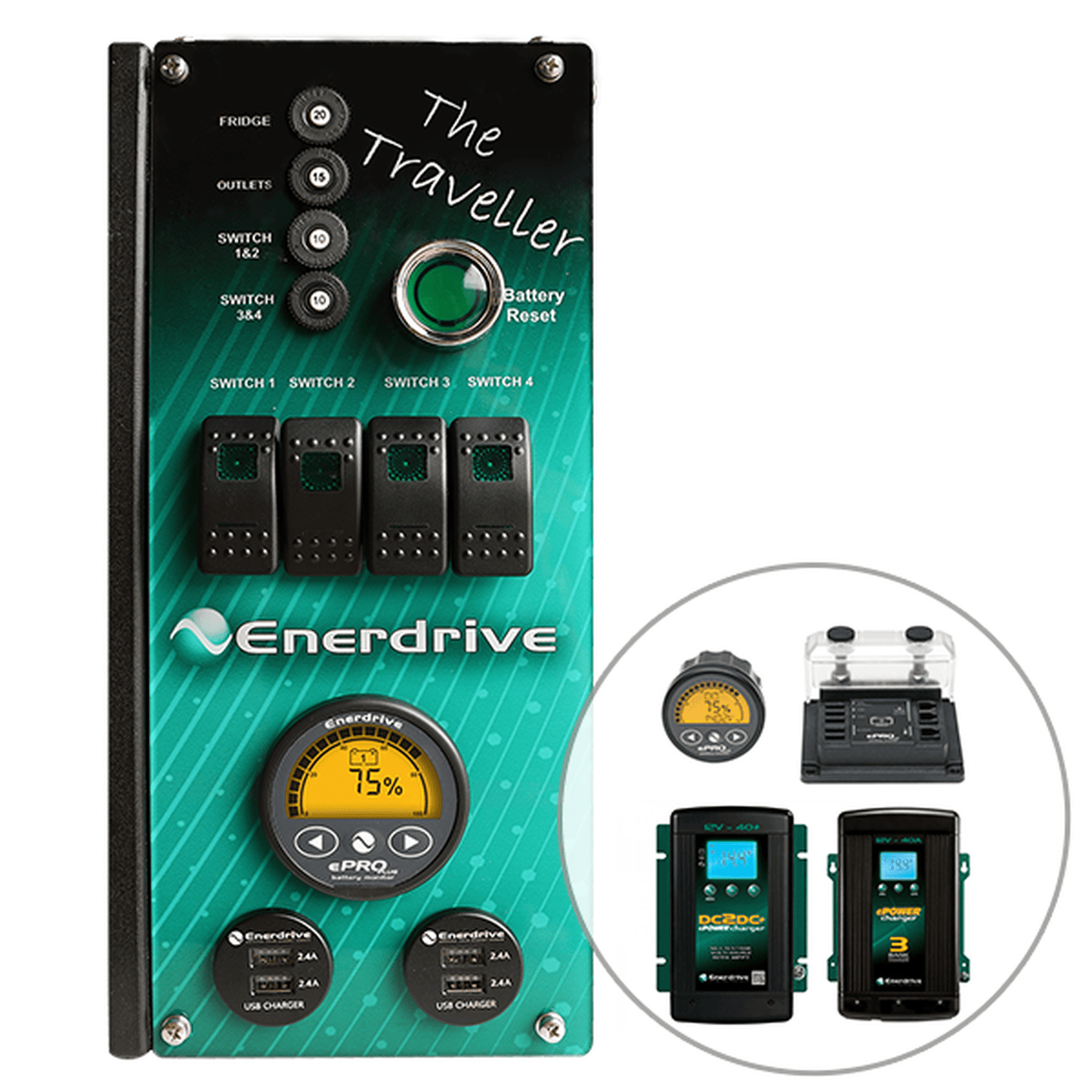 Enerdrive 4WD Canopy Traveller System with 40A DC2DC + 40A AC Charger, With Lithium Battery Add On Option