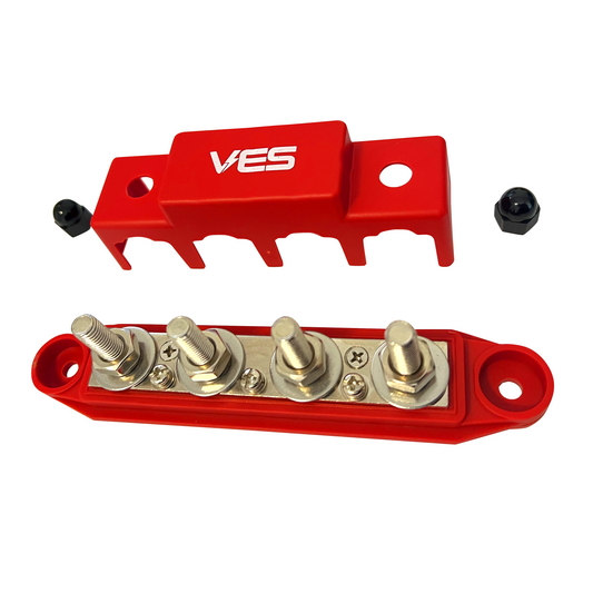 VES Red Bus Bar | 250A | Marine-Ready | 4 Studs