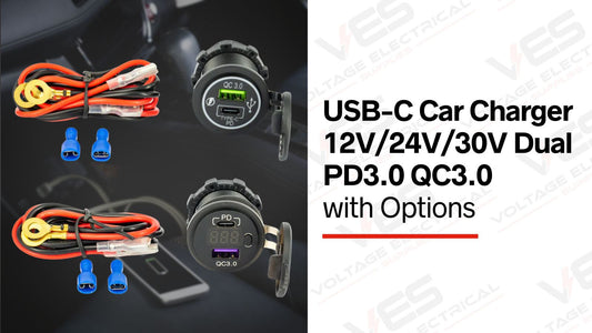 USB-C Car Charger 12V/24V Dual PD3.0 QC3.0 with Options