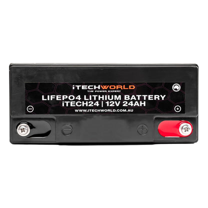 iTECH24 12V 24Ah LiFePO4 Battery for RV, Solar, Golf Buggy