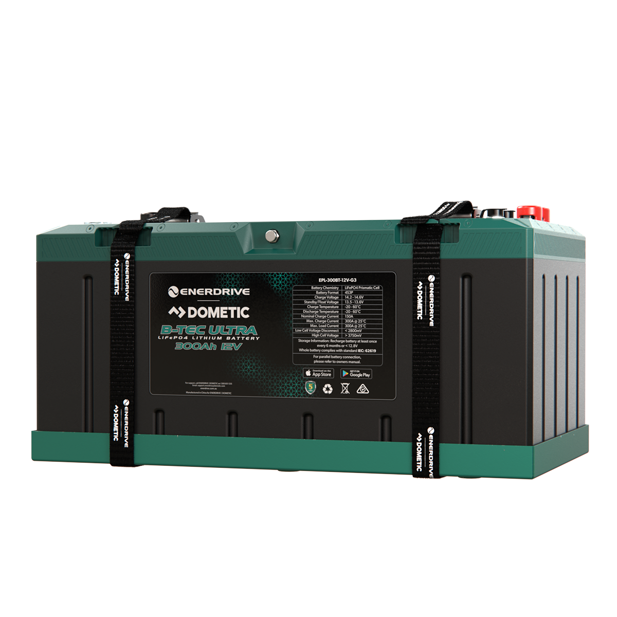 Enerdrive B-TEC ULTRA 12V 300Ah Lithium Battery IP67 Waterproof