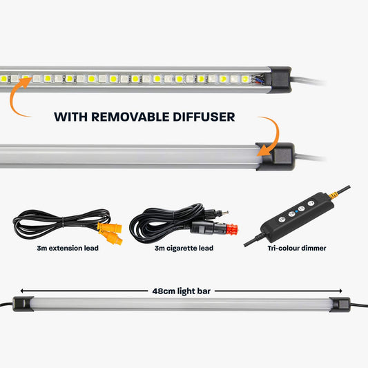 Hard korr 48cm Tri-Colour LED Light Bar Kit with Diffuser