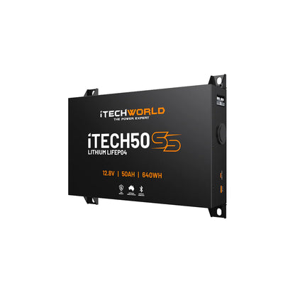 iTECH50SS Super Slim Deep Cycle Lithium Battery with Bluetooth LiFePO4 50Ah