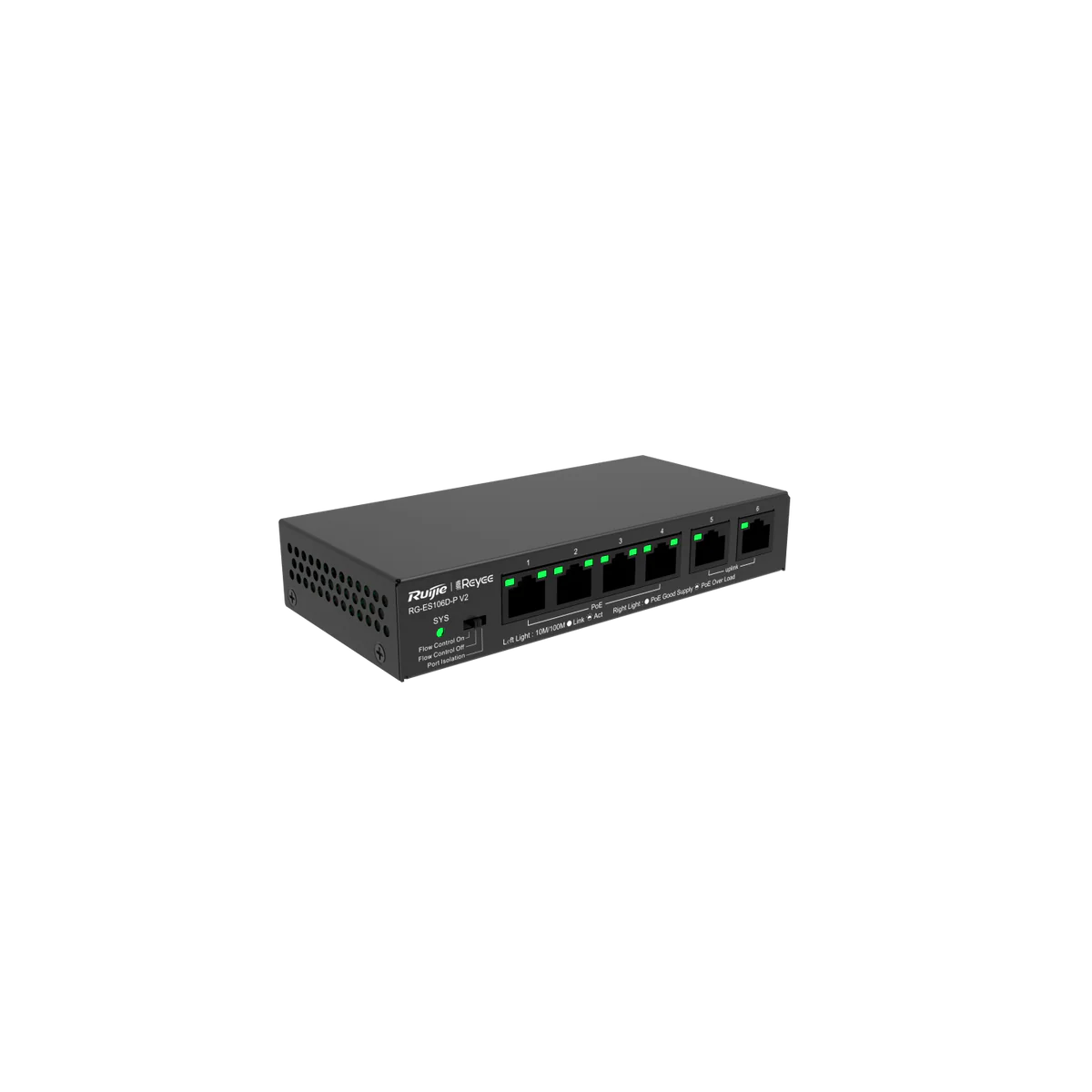 Ruijie RG-ES106D-P V2, 6-port 10/100Mbps Desktop Unmanaged Switch