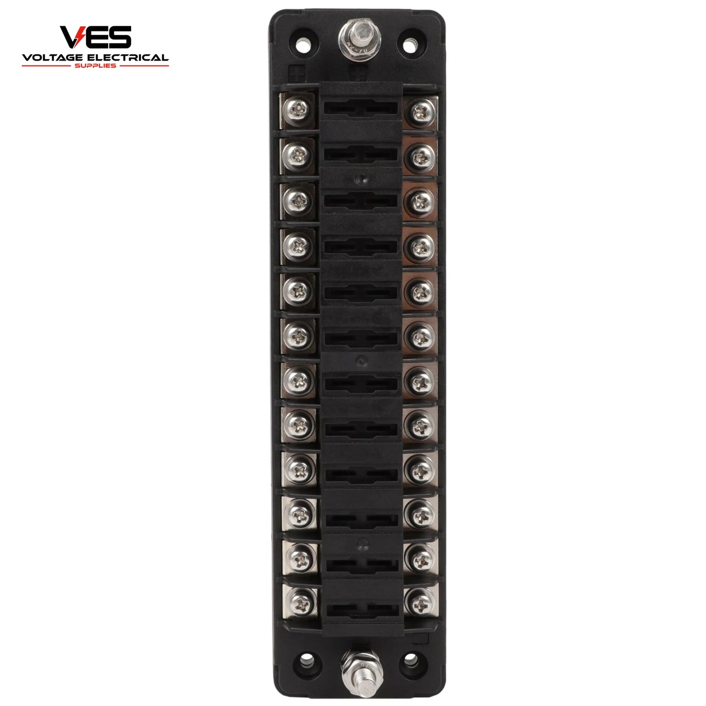 VES 12-Way Blade Fuse Block with Protection Cover (32V, 100AMP Rated)