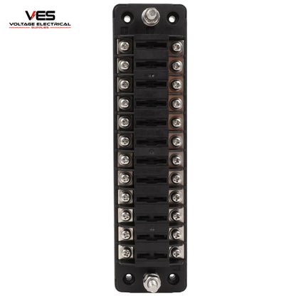 VES 12-Way Blade Fuse Block with Protection Cover (32V, 100AMP Rated)