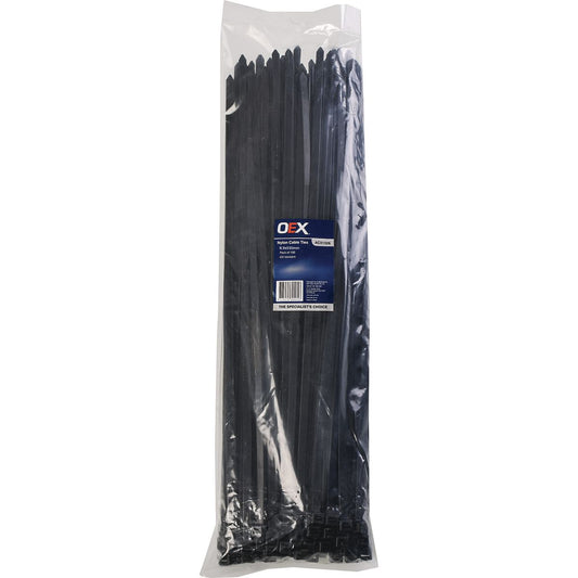 OEX Extra-Long Cable Ties – 8.9mm x 530mm – UV Resistant – Black Nylon – 100 Pack
