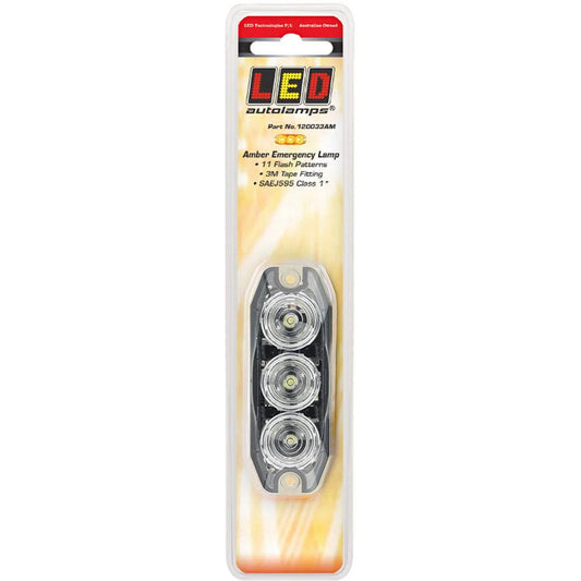 LED Autolamps 12/24V LED Amber Emergency Lamp With Flash Patterns - 120033AM