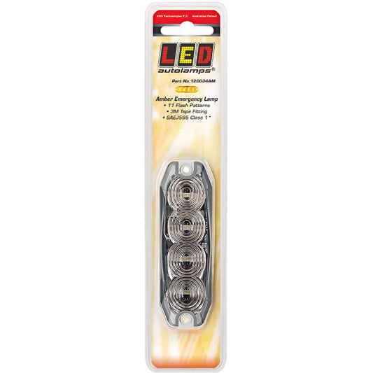 LED Autolamps Amber Emergency Lamp, 11 Flash Patterns - 120034AM