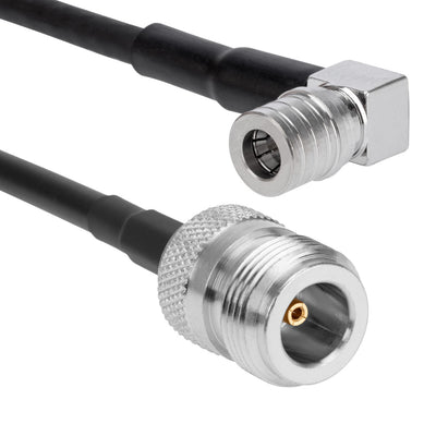 L-195 Patch Cable, N Female to QMA Male Right Angle, 40cm