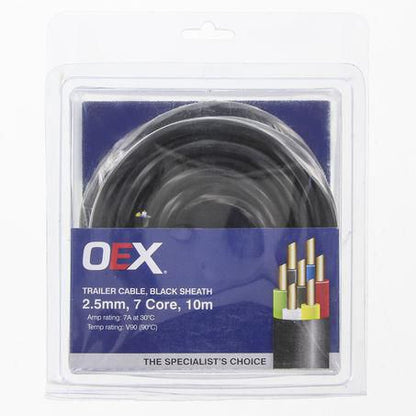 OEX 2.5mm 7 Core Trailer Cable, With Black Sheath - 10m Blister Pack