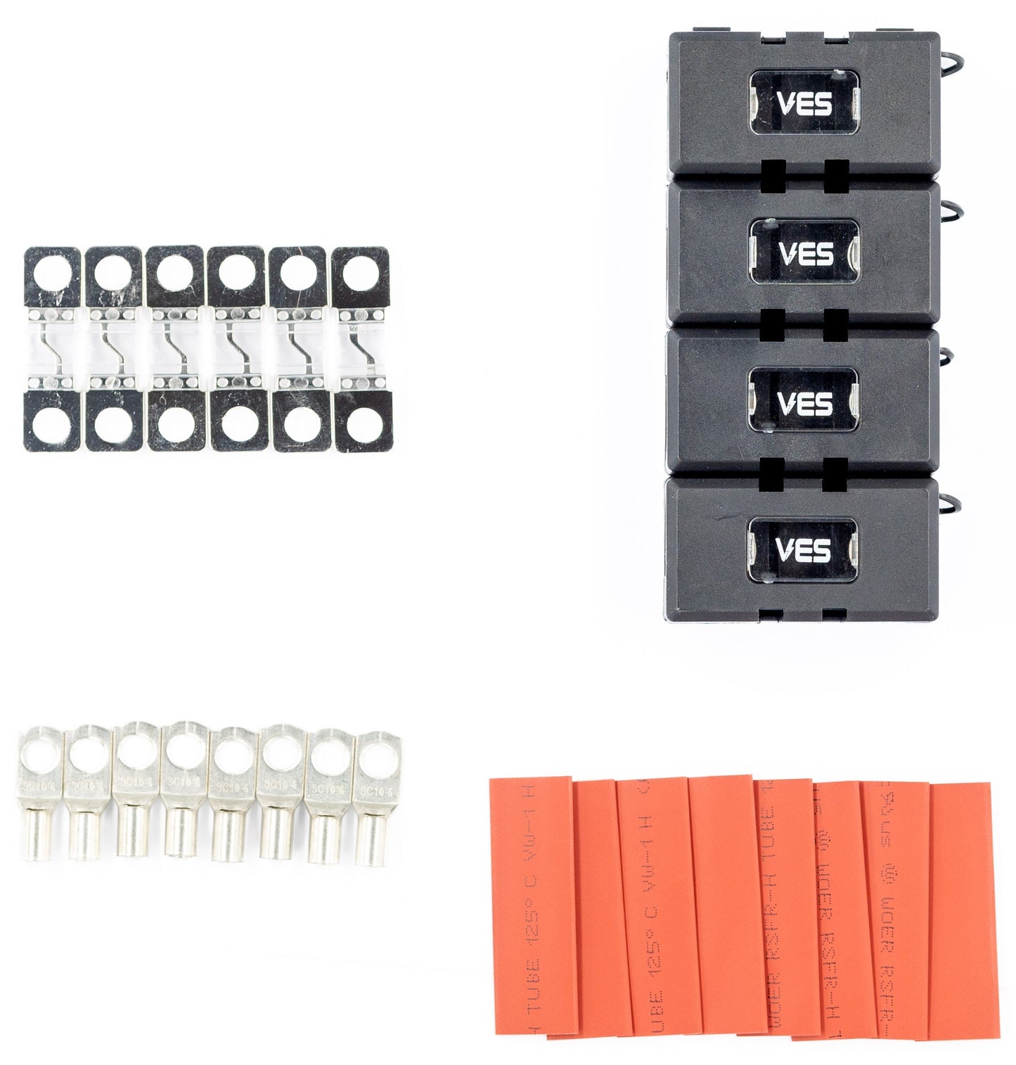 Midi Fuse Kit 200 AMP 4 Holders 6 Fuses 8 Terminals 8 Heat shrink