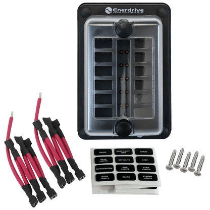 Enerdrive Fuse Block Panel Mount 12 In 12 Out with LEDs