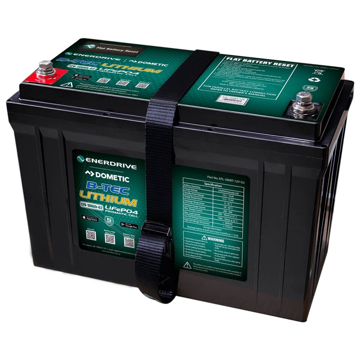 Enerdrive B-TEC 12V 100Ah G2 Lithium Battery