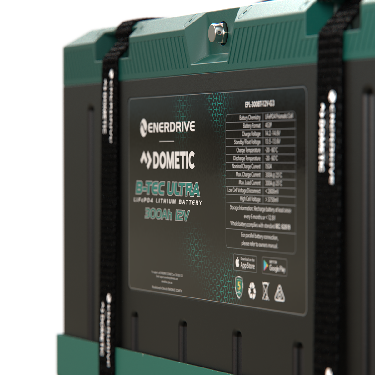 Enerdrive B-TEC ULTRA 12V 200Ah Lithium Battery IP67 Waterproof