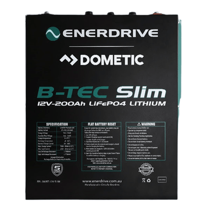 Enerdrive B-TEC 200Ah Slim Metal Case Lithium Battery