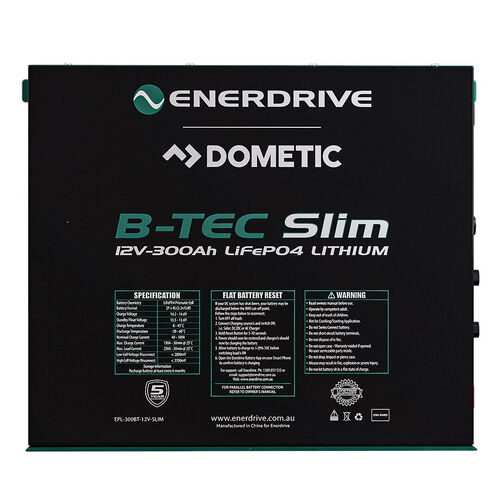 Enerdrive B-TEC 300amp 12v LiFePO4 BT Slim Metal Case Battery