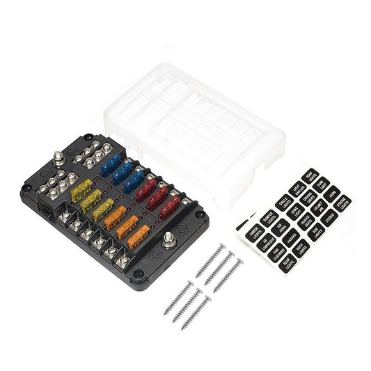 Fuse Panel 12 Fuse Positive and Negative input with indicators - 100amp rated