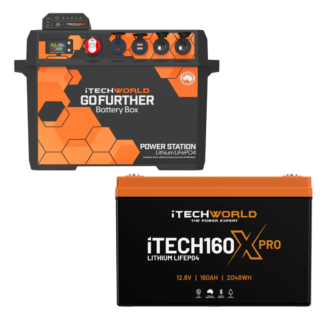 Premium GoFurther Battery Box Bundle with iTECHDCDC40 + iTECH160X Pro Lithium Battery with Bluetooth