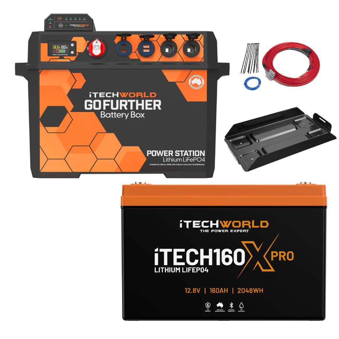 Premium GoFurther Battery Box Bundle with iTECHDCDC40 + iTECH160X Pro Lithium Battery with Bluetooth