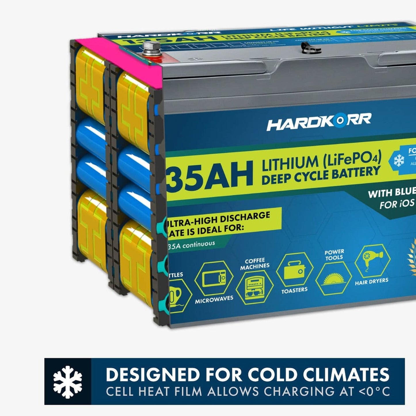 Hard Korr 135Ah Cold Climate Lithium (LiFePO4) Deep Cycle Battery w/Bluetooth