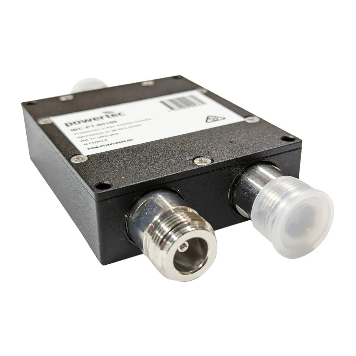 Powertec RF Power Divider 2-Way, 698 to 3800 MHz, N Female, Wilkinson, 20dB isolation