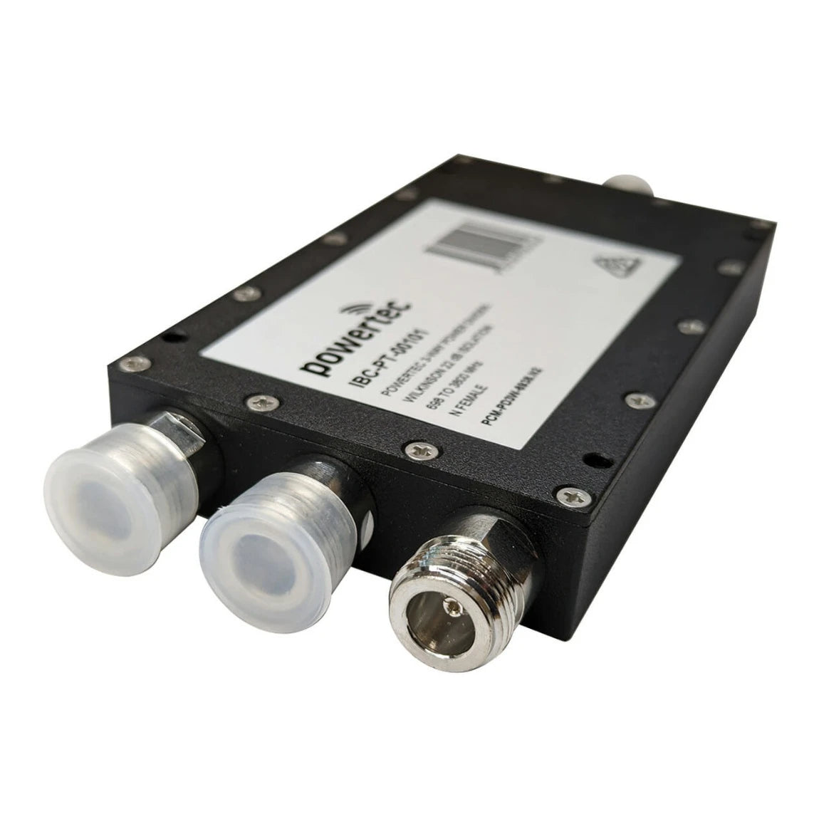 Powertec RF Power Divider 3-Way, 698 to 3800 MHz, N Female, Wilkinson, 18dB isolation