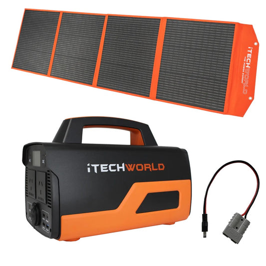 Solar Generator Kit - Itech500 Power Station + 200w Solar Blanket Kit + Solar Adapter