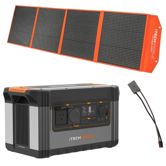 Pro Solar Generator Kit - Itech1300p, 200W Solar Blanket & Solar Adapter