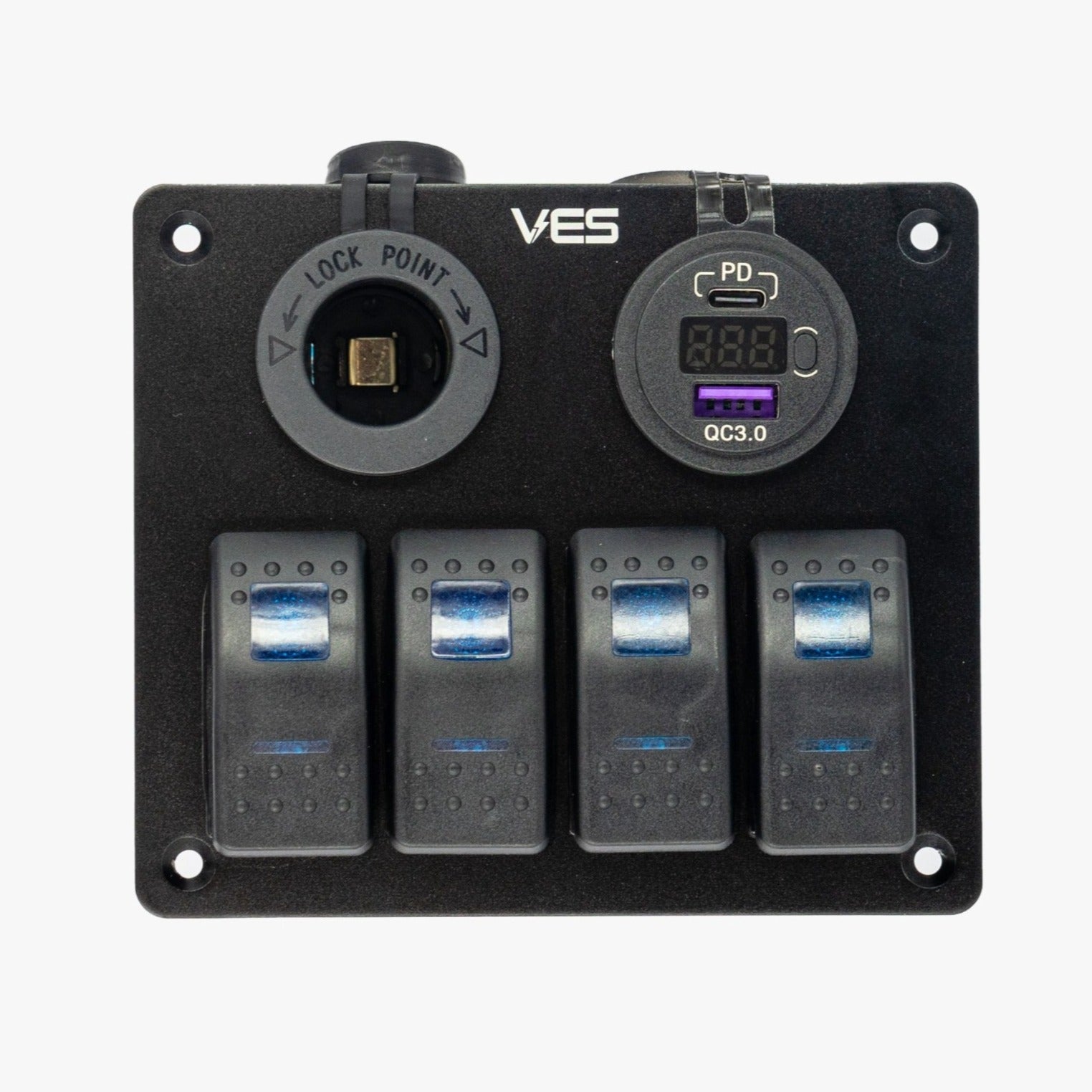 4 Rocker Switch + Marine Cig Socket + USBC QC / USB QC Socket includin ...