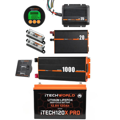Lithium 4WD Kit - Itech120x, Itechdcdc25, Itechbc20, Itechbm500 & 1000W Inverter