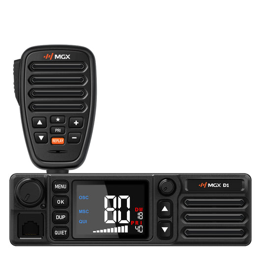 MGX D1 DIN-Mount 12/24V Hybrid CB/LMR Radio – IP66, Selcall, Dual Watch