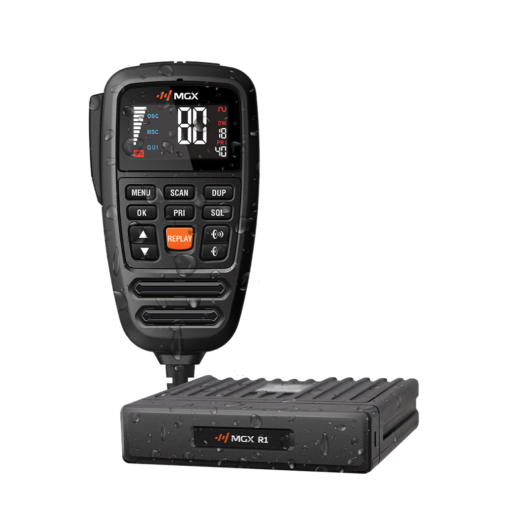 MGX R1 Heavy-Duty 12/24V CB Radio – Remote Mic, IP67, LMR Ready