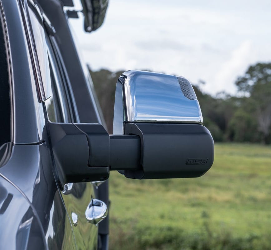 MSA POWER FOLD™ Chrome Electric Towing Mirrors for Ford Everest UA – Indicators & ADR Compliant