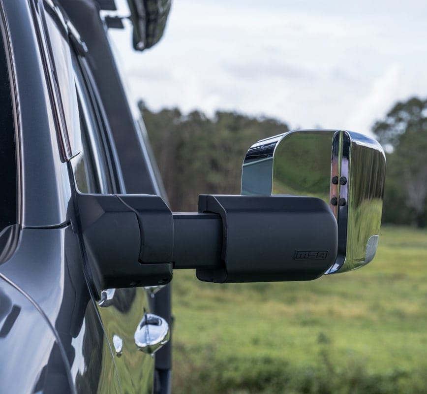 MSA POWER FOLD™ Chrome Electric Towing Mirrors for Ford Everest UA – Indicators & ADR Compliant