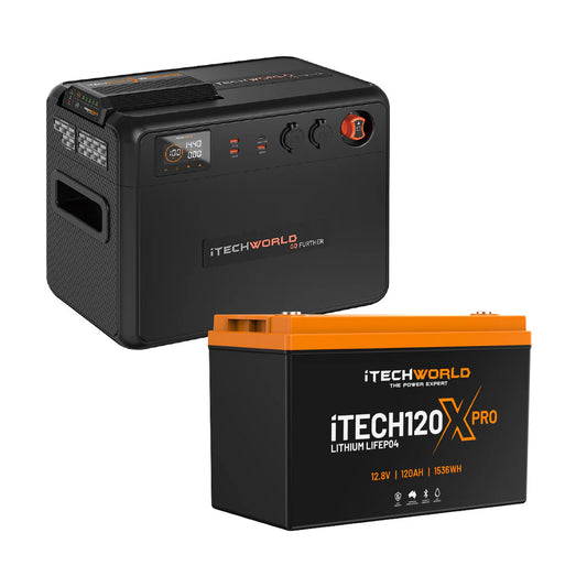 Premium GoFurther Dual Battery System With iTECHDCDC40 Battery Charger and iTECH120X PRO Lithium Battery with Bluetooth
