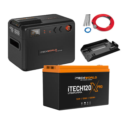 Premium GoFurther Dual Battery System With iTECHDCDC40 Battery Charger and iTECH120X PRO Lithium Battery with Bluetooth