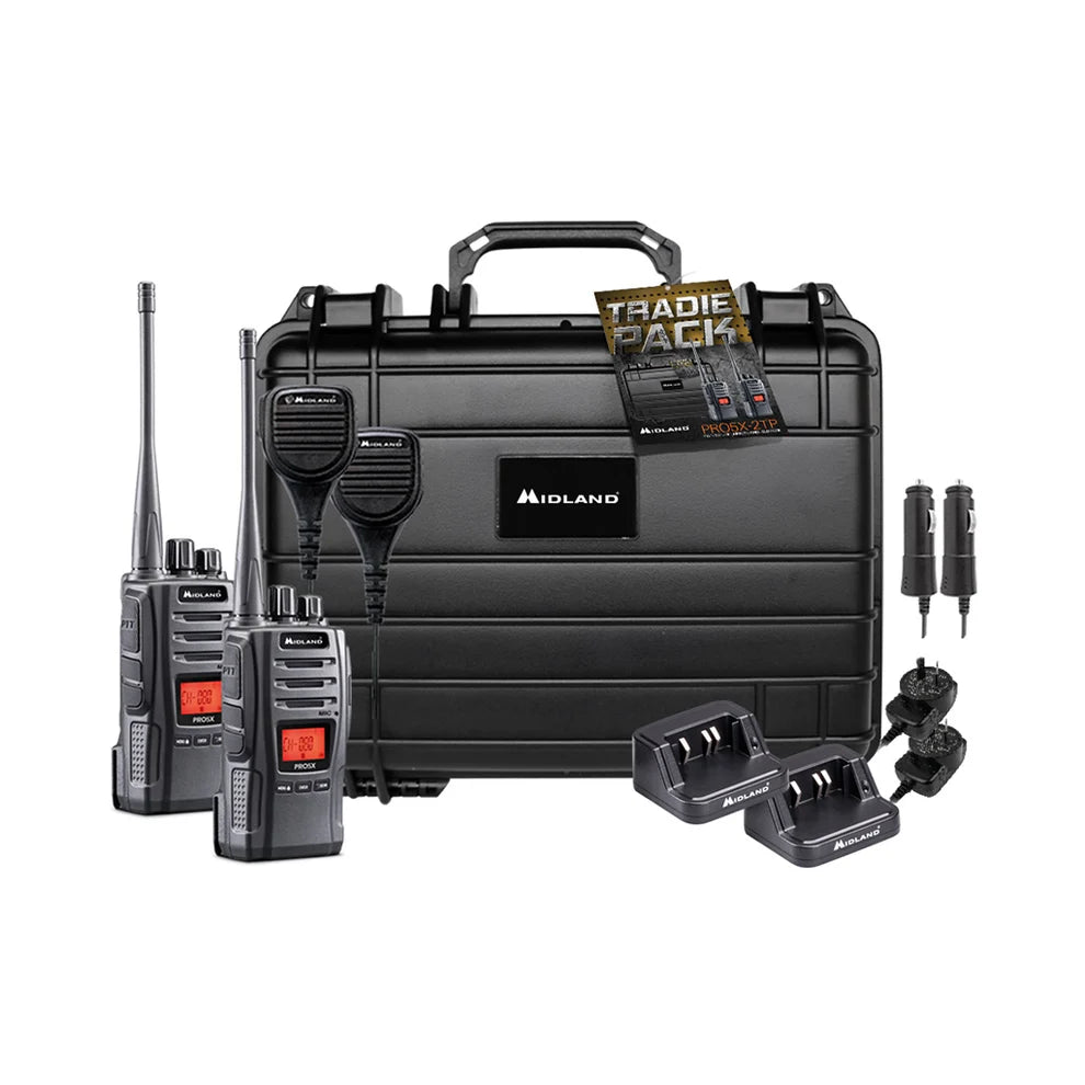 Midland PRO5X-2TP 80 Channel UHF CB Handheld 5W Tradies Pack