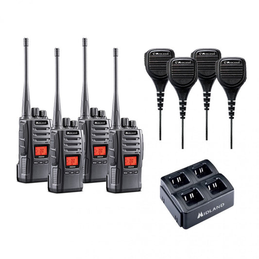 Midland PRO5X-4 5 Watt UHF CB Handheld Tradies 4 Pack