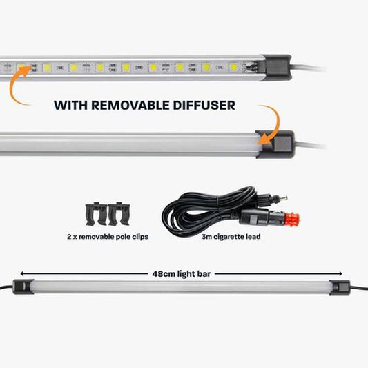 Hardkorr 48cm White LED Light Bar Kit with Diffuser