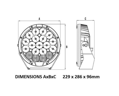 Roadvision 9" LED Driving Light Set DLE2 11-32V 19x5W 105W 10400lm IP68 Combo Beam + Covers Pair