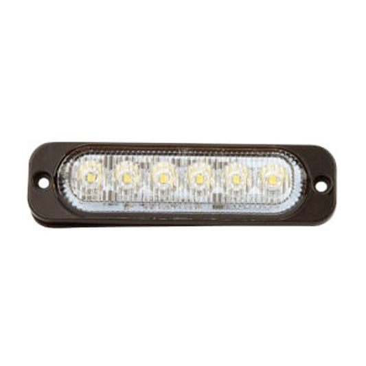 LED Strobe Module White 10-30V 6 LED 18W 12 Flash Patterns Synchronizable SAE Class 1