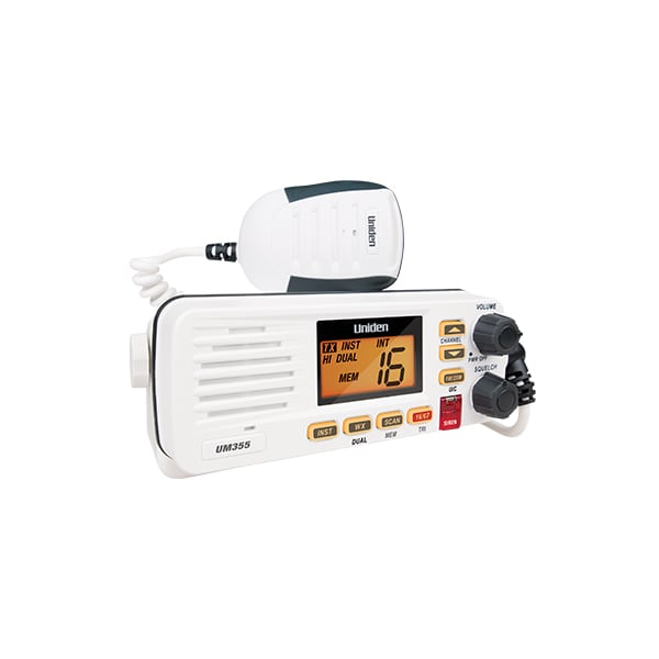 Uniden UM355 VHF Marine Radio | 25W Splashproof In-Boat Radio (White)