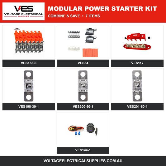 VES Modular Power Distribution Starter Kit – VES153-6, VES54, VES117, midi fuses, VES144-1