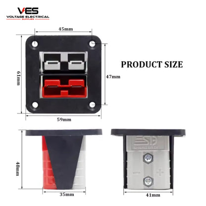 Flush Mount Dual Anderson 50AMP Grey and Red Kit