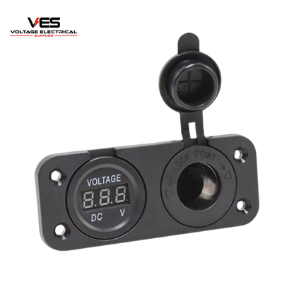 Cigarette Socket and Voltage Meter Flush Mount Panel