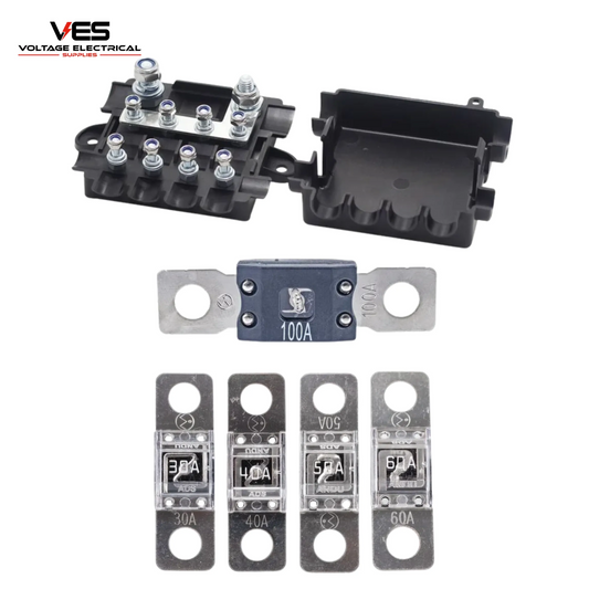 Mega/Midi Distribution Ready-to-Fit Kit – Fuse Block + 100A Mega + 4 Midi Fuses