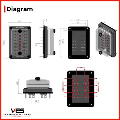 Fuse Panel 12 Input 12 Output 30AMP per Circuit