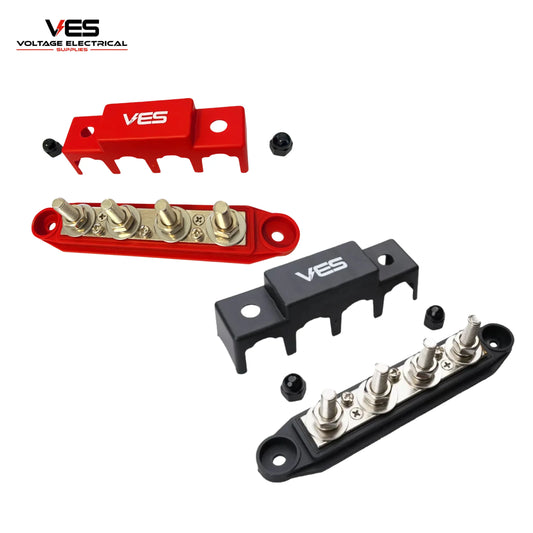 4 Way Distribution Block Pair – Positive & Negative 10MM Studs 300AMP Rated